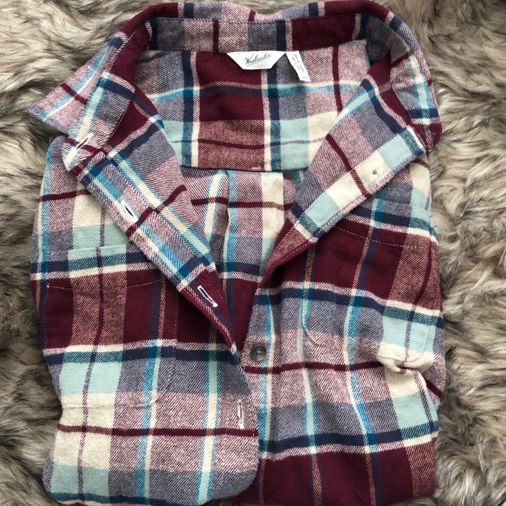 Light blue and maroon flannel